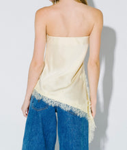 Cargar imagen en el visor de la galería, Satin Asymmetrical Lace Top (Yellow)
