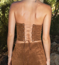 Load image into Gallery viewer, Western Suede Embroidered Corset (Tan)
