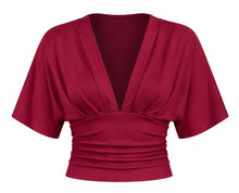 Load image into Gallery viewer, Plunging V Neck Top (Burgundy)
