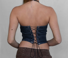 Load image into Gallery viewer, Rhinestone Western Denim Corset (Black)
