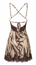 Load image into Gallery viewer, Zebra Lace Satin Mini Dress

