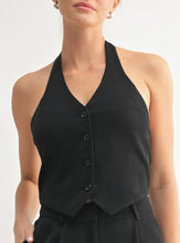 Load image into Gallery viewer, Camila Halter Button Up Vest (Black)
