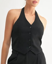 Load image into Gallery viewer, Camila Halter Button Up Vest (Black)
