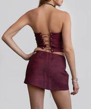 Load image into Gallery viewer, Embroidered Western Corset Top (Dark Red)
