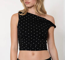 Cargar imagen en el visor de la galería, Polka Dot One Shoulder Top (Black and White)
