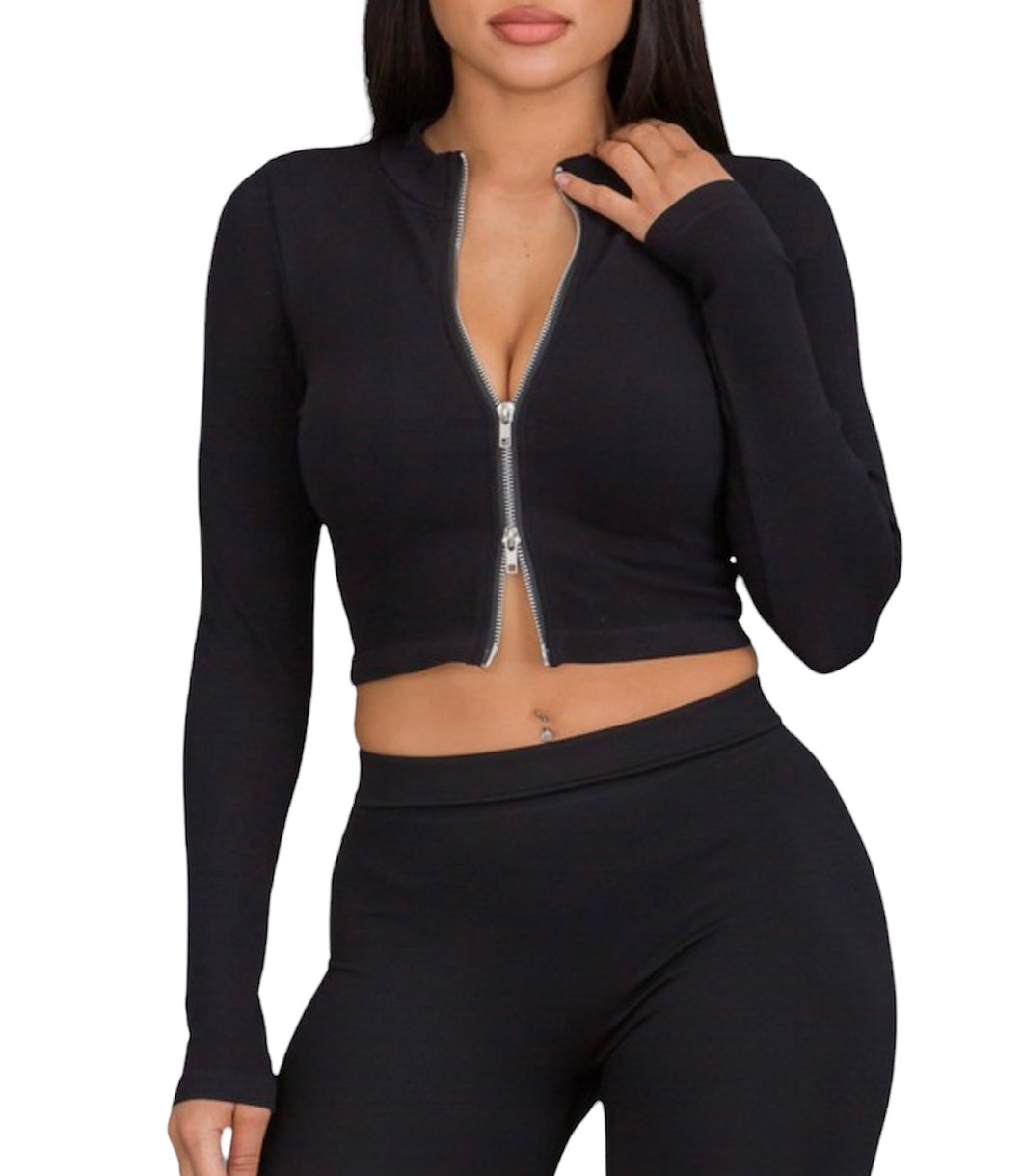Double Zip Long Sleeve (Black)
