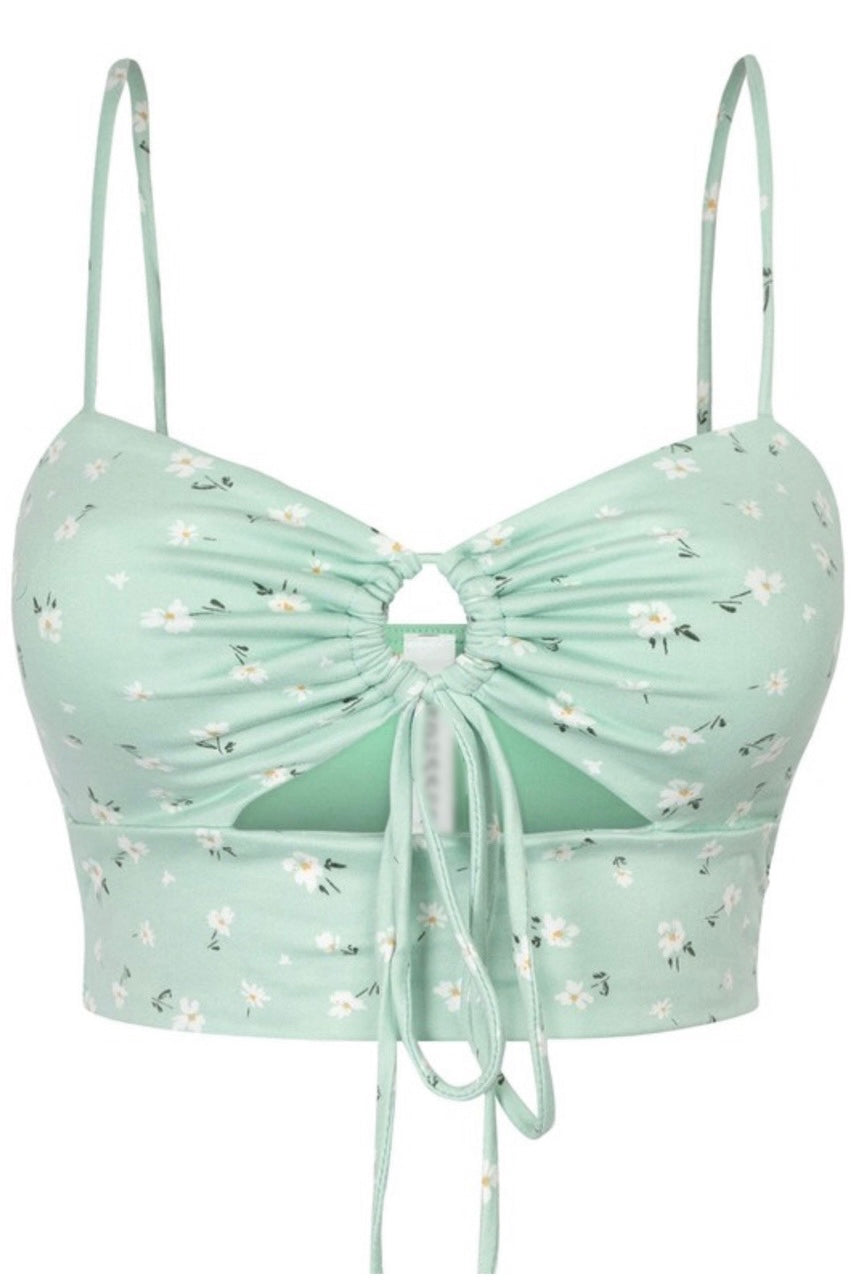 Floral Cutout Top (Sage)