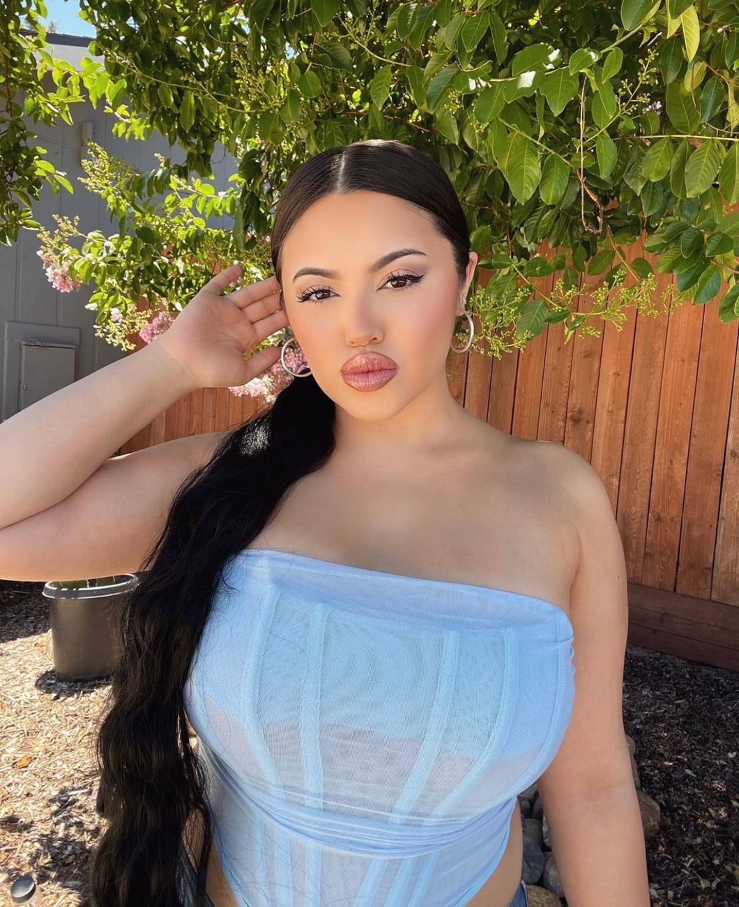 Mesh Corset Top (Baby Blue)